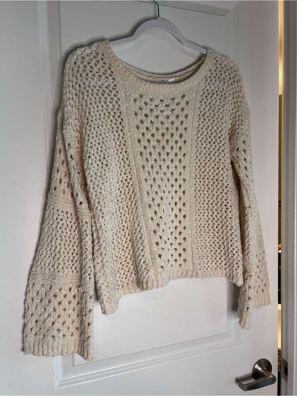 Alyx Cream Open-Weave Crewneck Sweater
